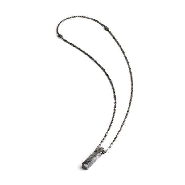 Halskette aus Edelstahl mit einem Larvikit-Stein - Tantum Grey